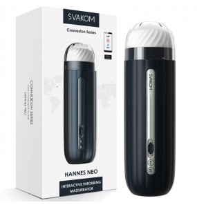 USA SVAKOM - HANNES NEO Interactive Powerful Throbbing Masturbator APP-CONTROLLED (Chargeable - Black)